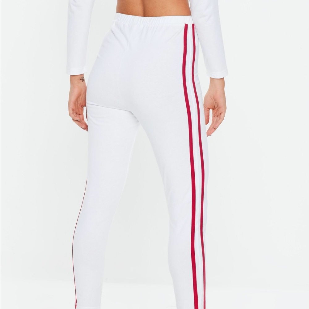 Missguided petite white side stripe leggings